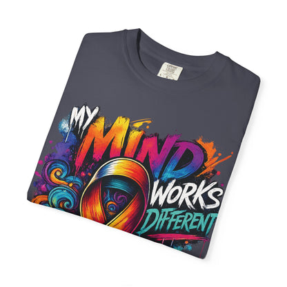 T-Shirt — "My Mind Works Different" Colorful Awareness Ribbon Tee