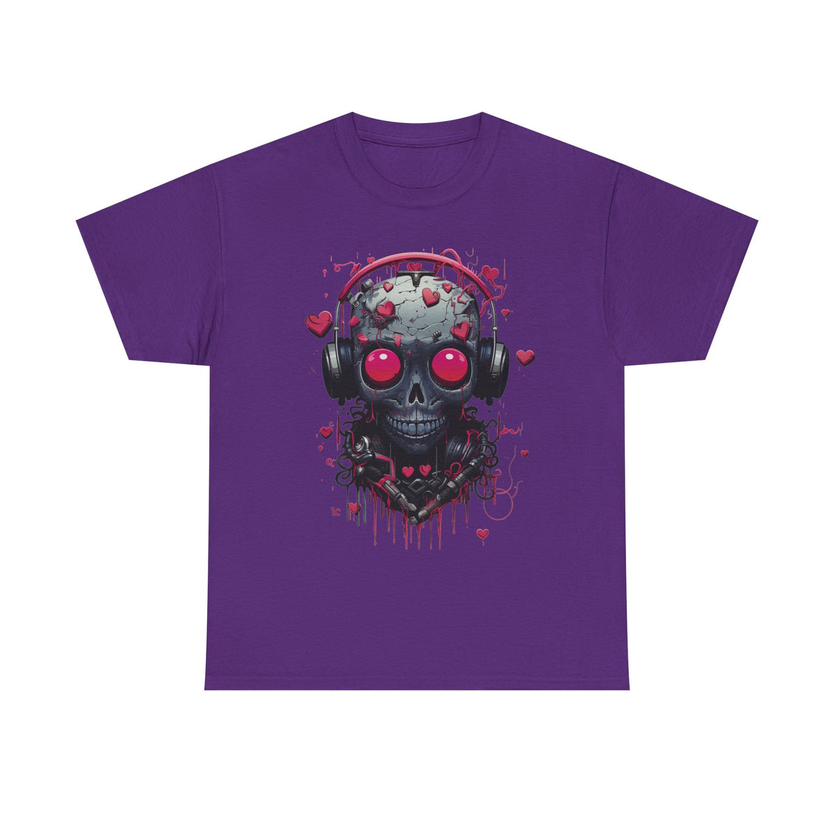 Emo Skull Headphones Graphic T-Shirt - product view