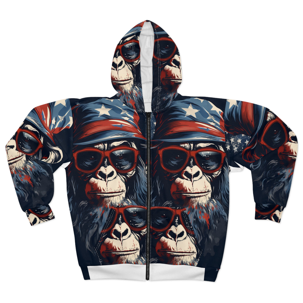Patriotic Monkey All-Over Print Hoodie - product view