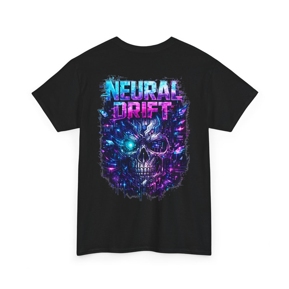 Neural Drift Cyberpunk Skull T-Shirt - product view