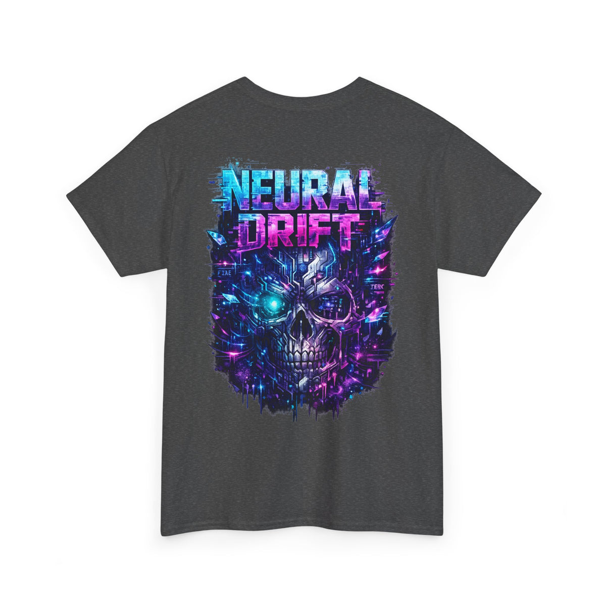 Neural Drift Cyberpunk Skull T-Shirt - product view