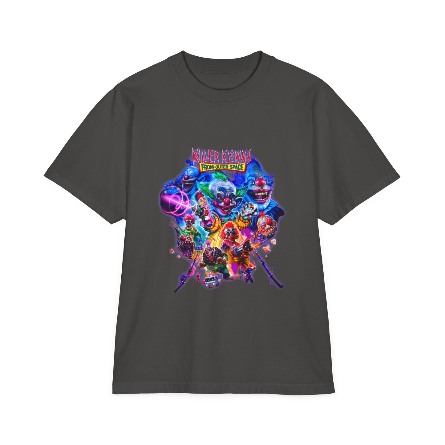 Graphic T-Shirt — "Killer Klowns from Outer Space" Colorful Horror Movie Tee