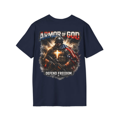 Armor of God Christian T-Shirt | Defend Freedom Faith Graphic Tee | Under His Protection Bible Shirt