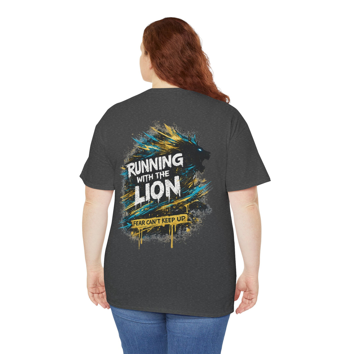 Running With the Lion Christian T-Shirt - back graphic