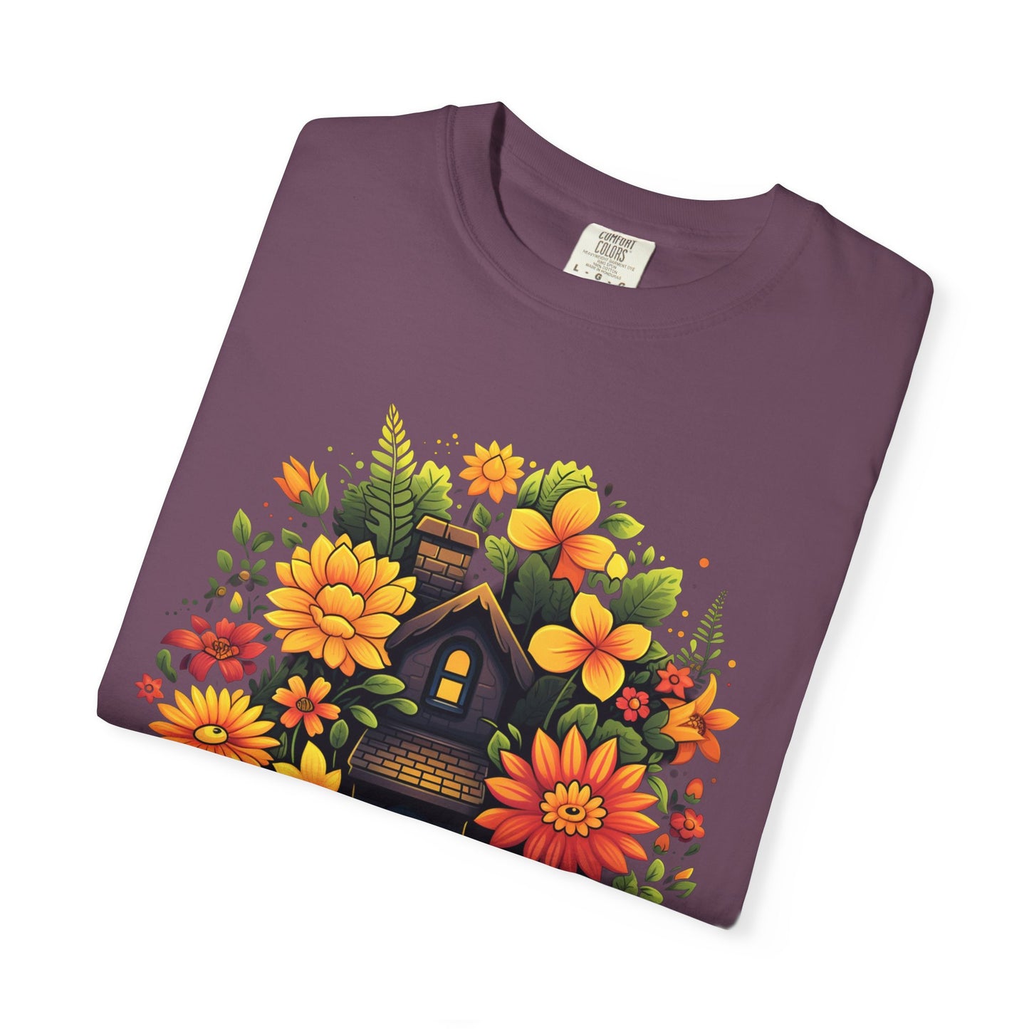 Sunlit Cottage Floral T‑Shirt — Cozy Autumn Garden Illustration