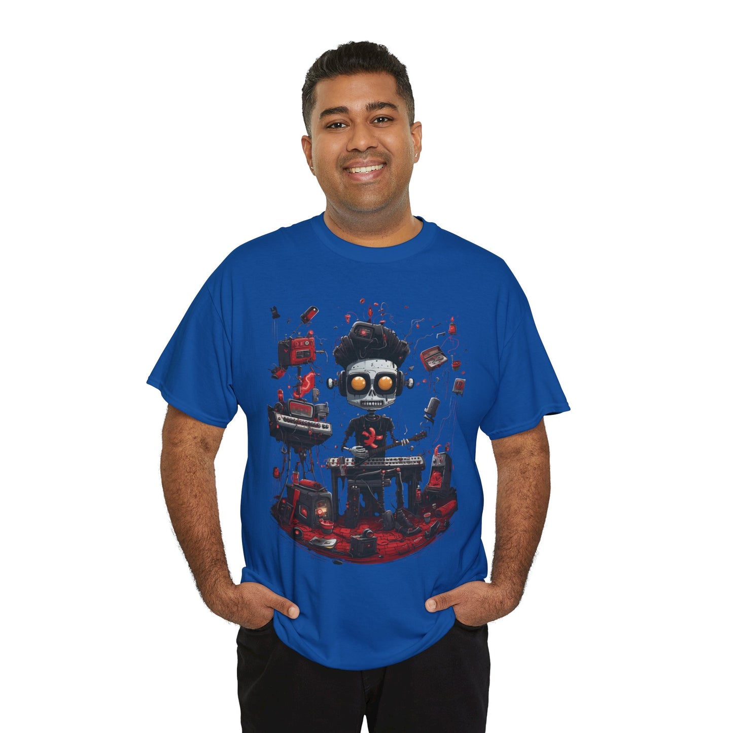 Cyberpunk Skull DJ T-Shirt — Neon Gamer Streetwear