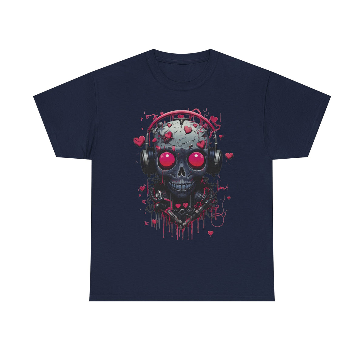 Emo Skull Headphones Graphic T-Shirt - product view