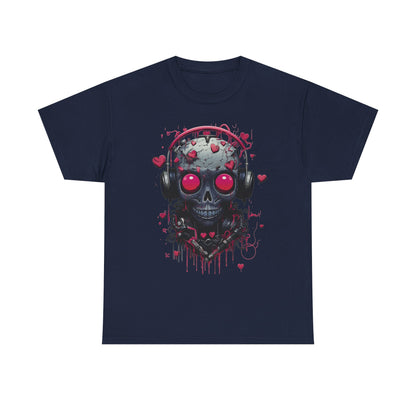 Emo Skull Headphones Graphic T-Shirt - product view