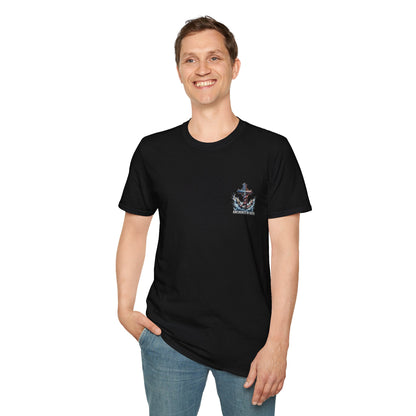 Anchored in Faith Christian T-Shirt | Patriotic Cross & Anchor Graphic Tee | American Flag Faith Shirt