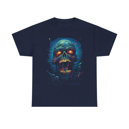 Neon Skull Horror T-Shirt — Glowing Zombie Graphic Tee for Halloween & Gothic Style