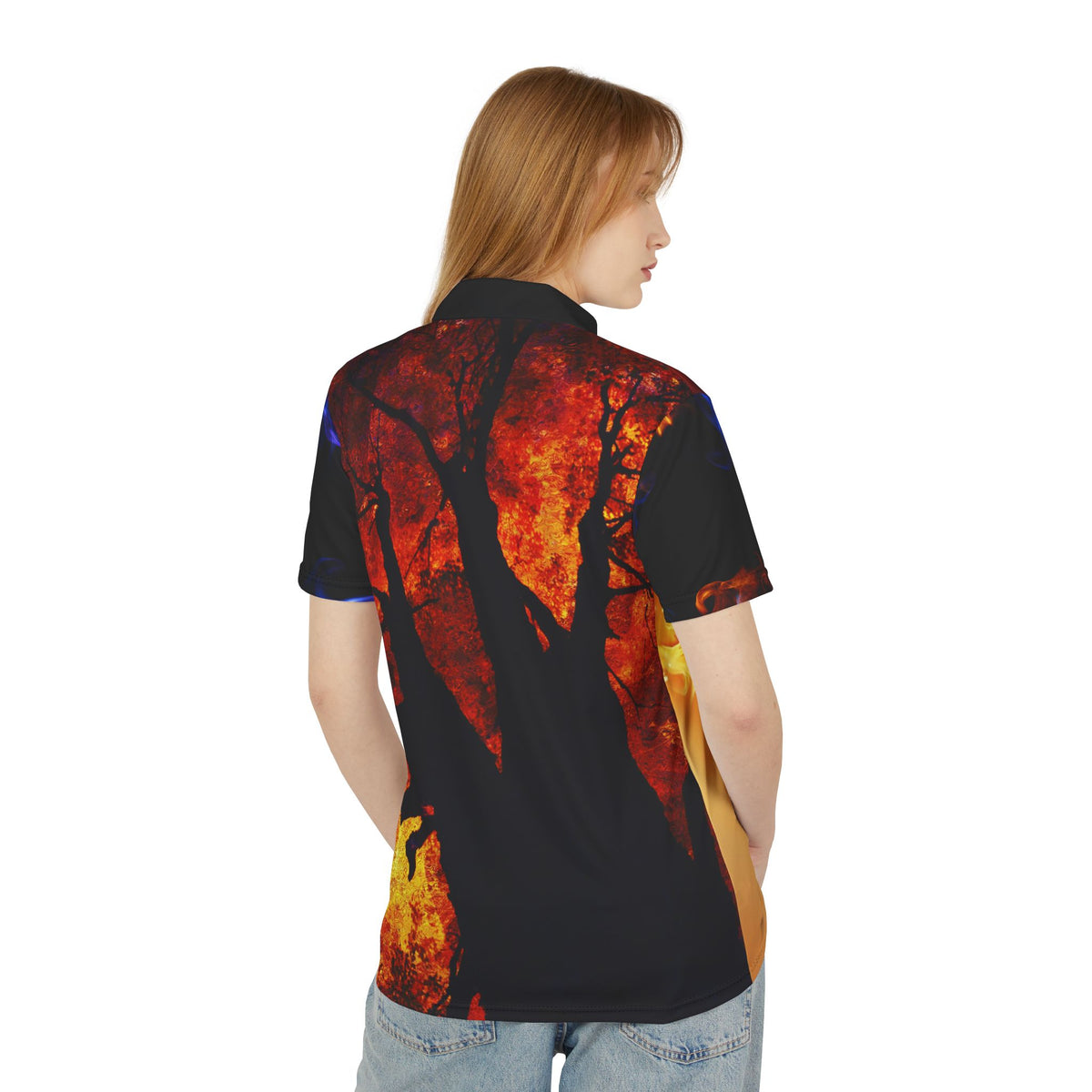 Flame All-Over Print Polo Shirt - product view