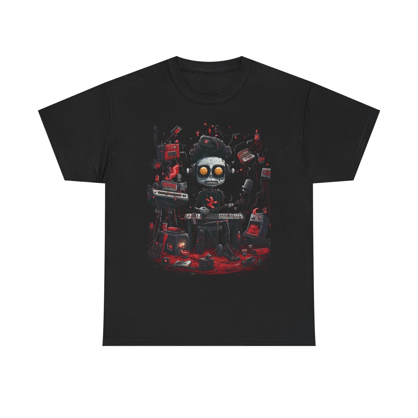 Cyberpunk Skull DJ T-Shirt — Neon Gamer Streetwear
