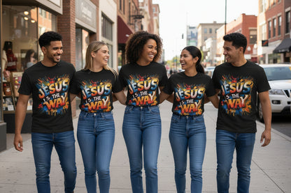 Jesus Is The Way T-Shirt — Colorful Street Art Christian Tee