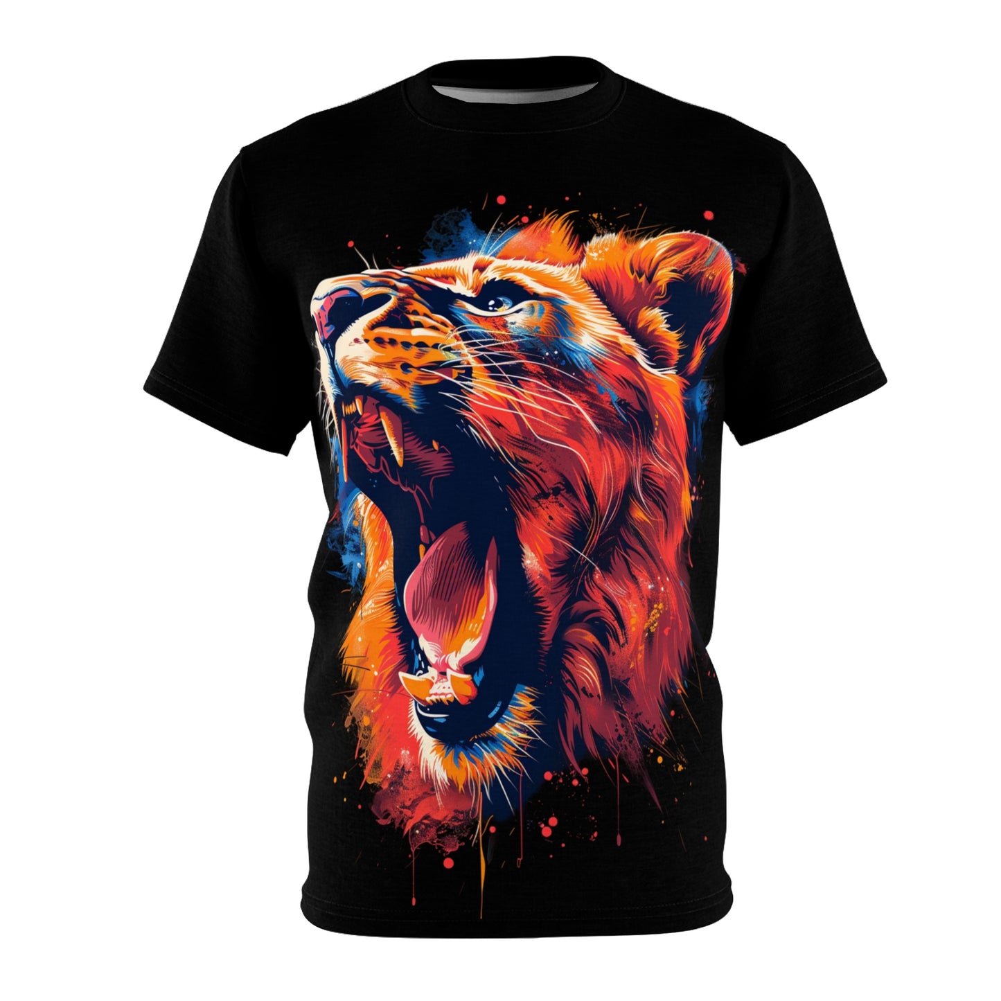 Roaring Neon Lion T-Shirt – Vibrant Wildlife Graphic Tee