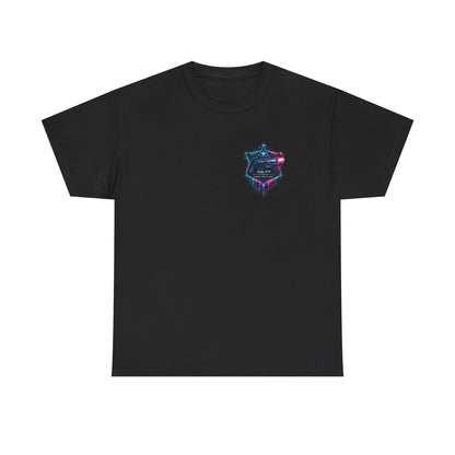 Neon Outlaw Cyberpunk T-Shirt | Futuristic Bounty Hunter Graphic Tee, Sci-Fi Streetwear Shirt
