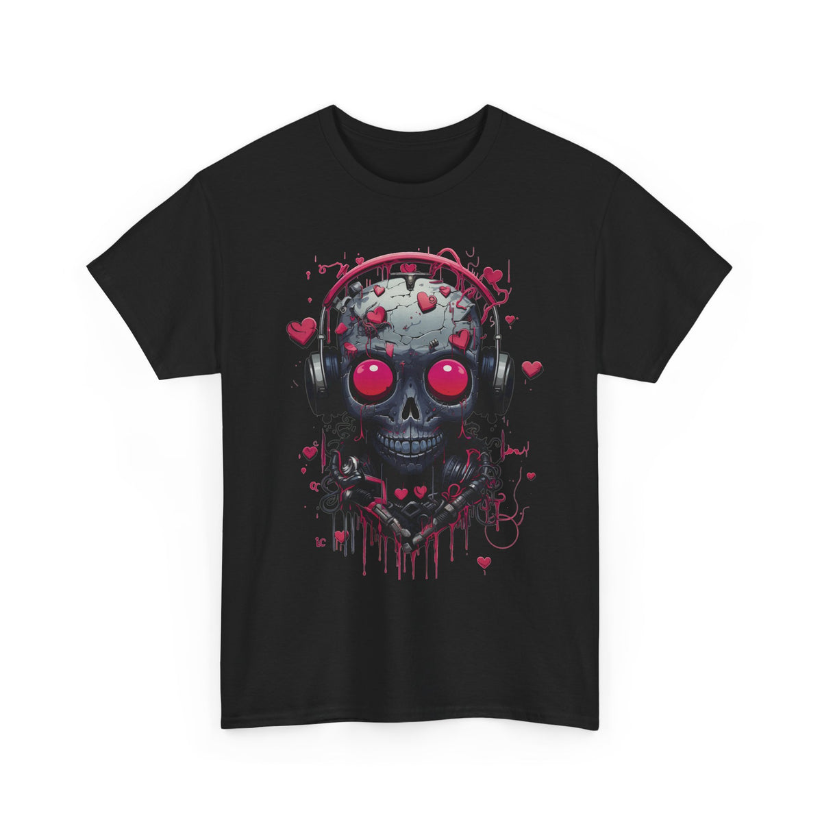 Emo Skull Headphones Graphic T-Shirt - product view
