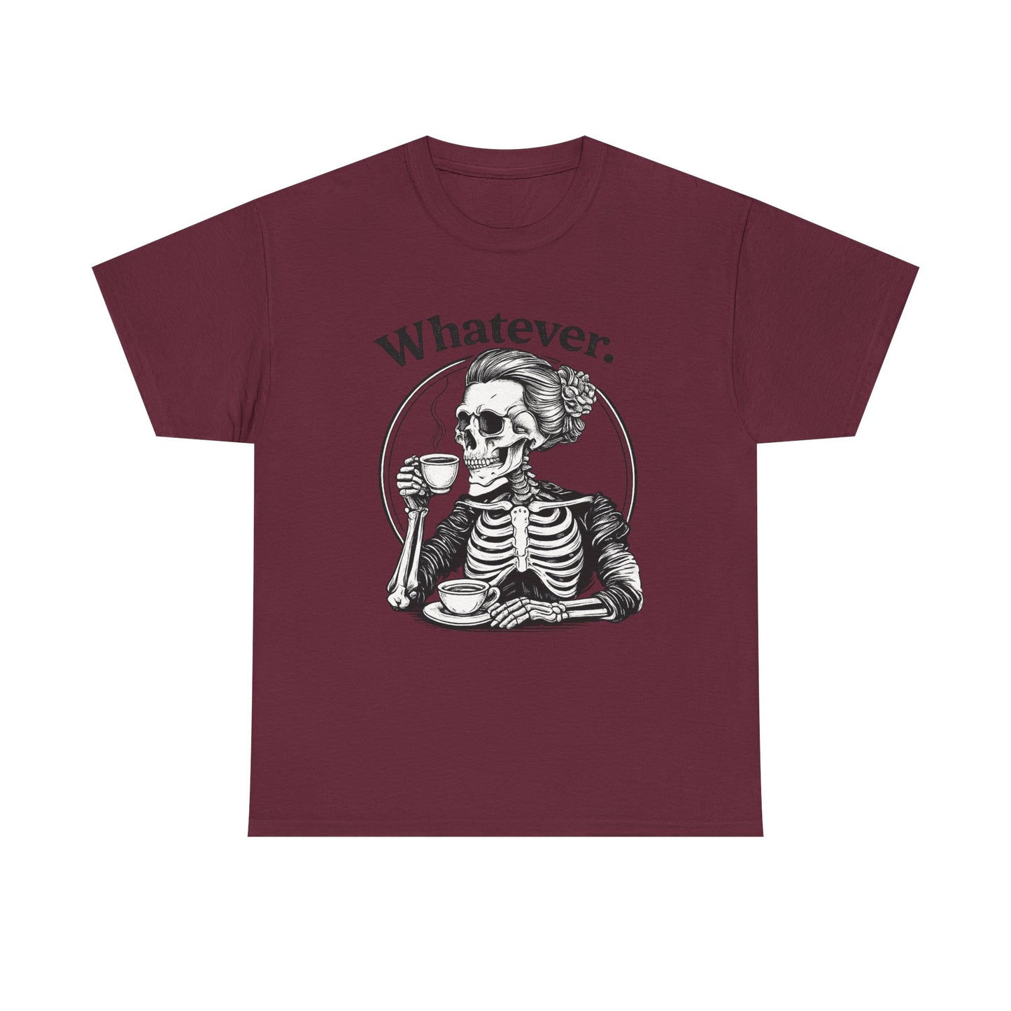 Skull 'Whatever.' Tee – Vintage Skeleton Wine Drinking Graphic T-Shirt