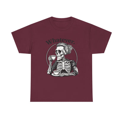 Skull 'Whatever.' Tee – Vintage Skeleton Wine Drinking Graphic T-Shirt