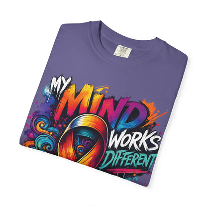 T-Shirt — "My Mind Works Different" Colorful Awareness Ribbon Tee