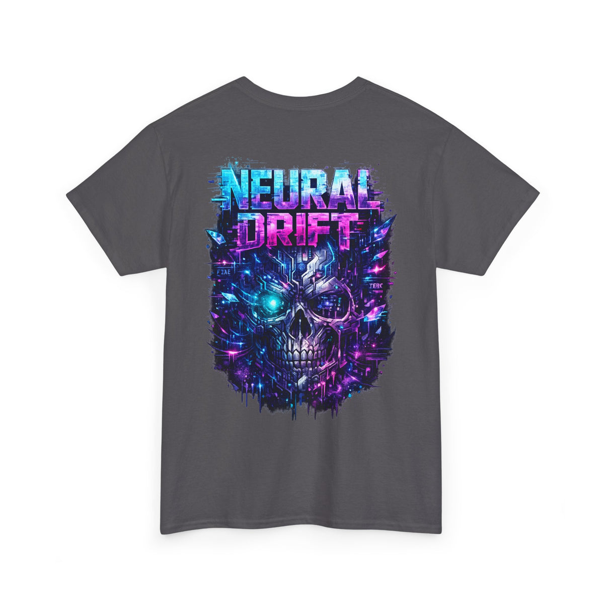 Neural Drift Cyberpunk Skull T-Shirt - product view