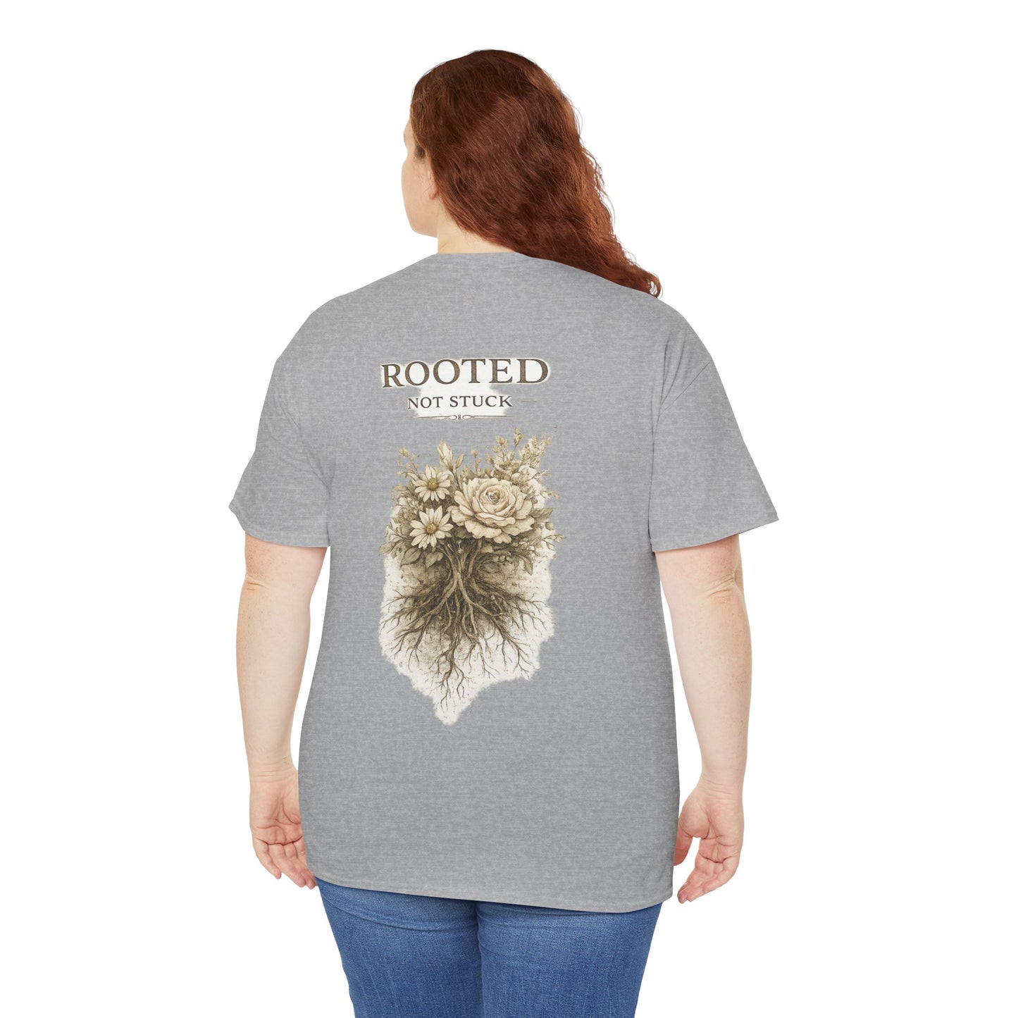 Rooted Floral Tee — "Rooted Not Stuck" Graphic T-Shirt