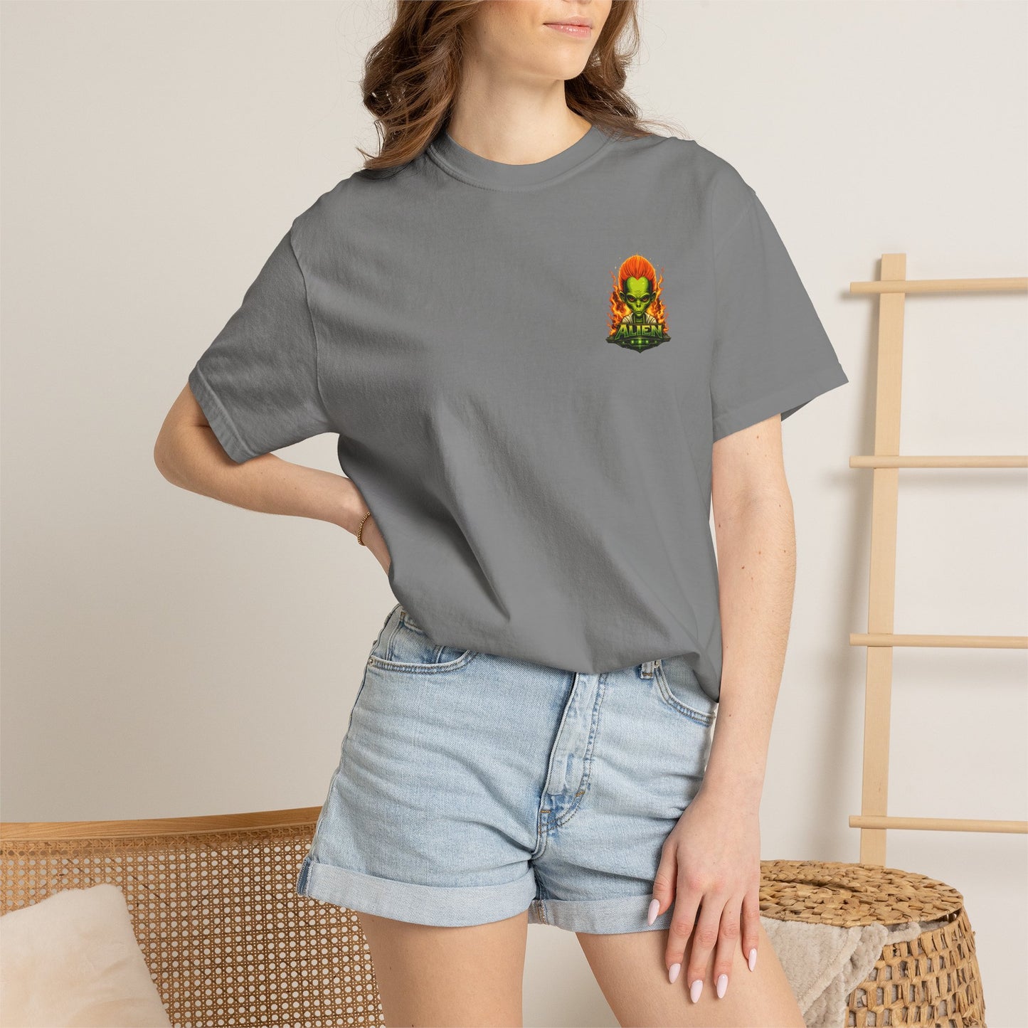 Alien Barber Shop T-shirt | Retro Sci-Fi Skull Barber Design