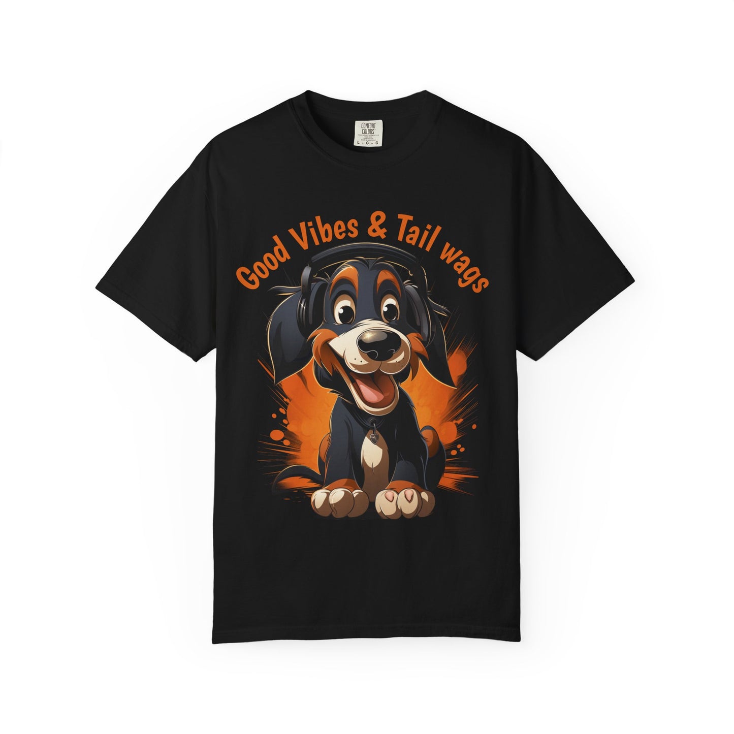 Good Vibes & Tail Wags T-shirt | Happy Cartoon Dog Design