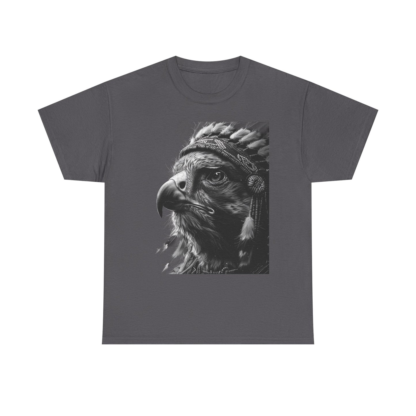 Native Spirit Eagle T-Shirt – Tribal Feather Headdress Bird Tee | Minimalist Wildlife Graphic Shirt | Black & White Artistic Eagle Tee