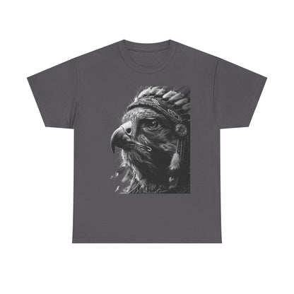 Native Spirit Eagle T-Shirt – Tribal Feather Headdress Bird Tee | Minimalist Wildlife Graphic Shirt | Black & White Artistic Eagle Tee