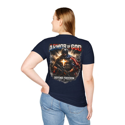 Armor of God Christian T-Shirt | Defend Freedom Faith Graphic Tee | Under His Protection Bible Shirt