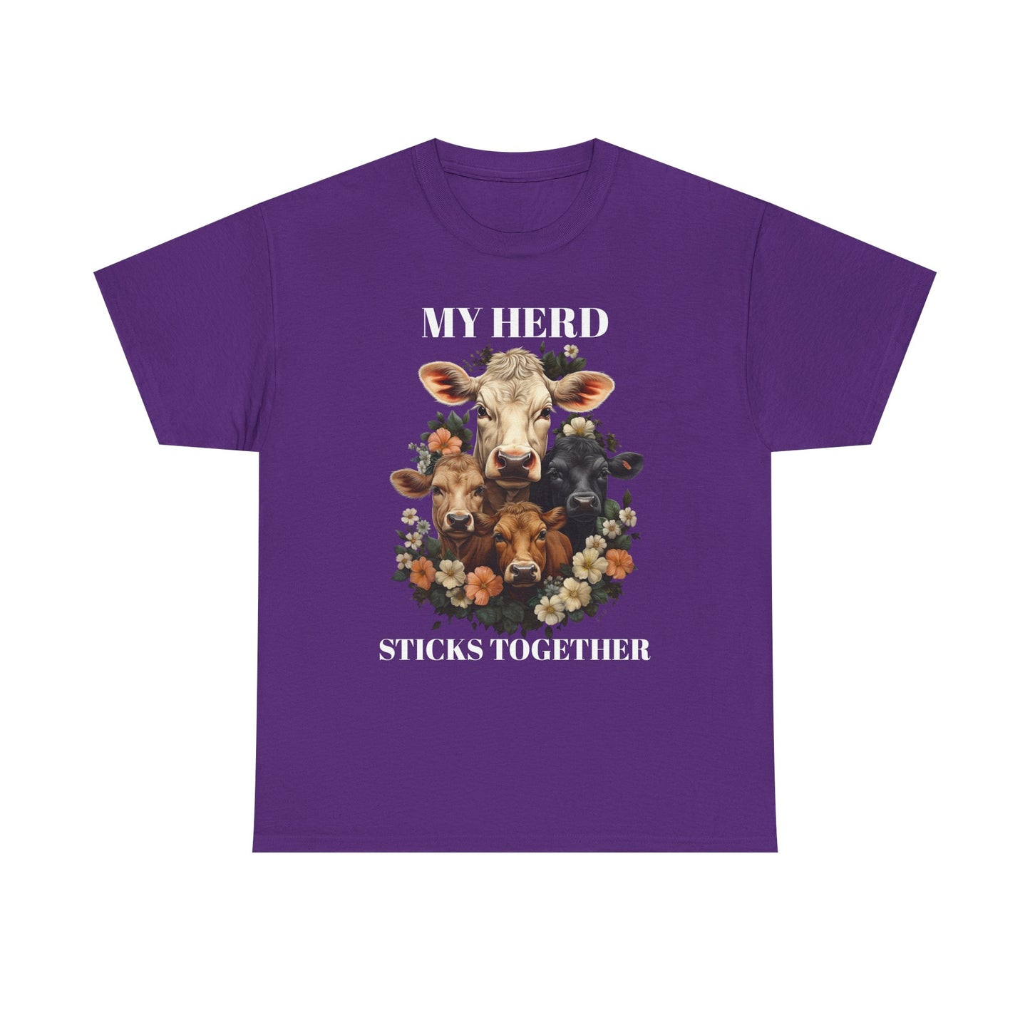 Cow Floral Tee — Farm Animal Floral Portrait T-Shirt