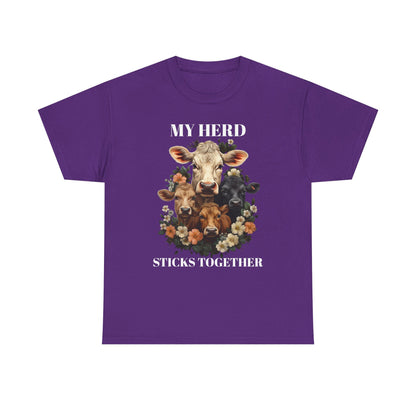 Cow Floral Tee — Farm Animal Floral Portrait T-Shirt