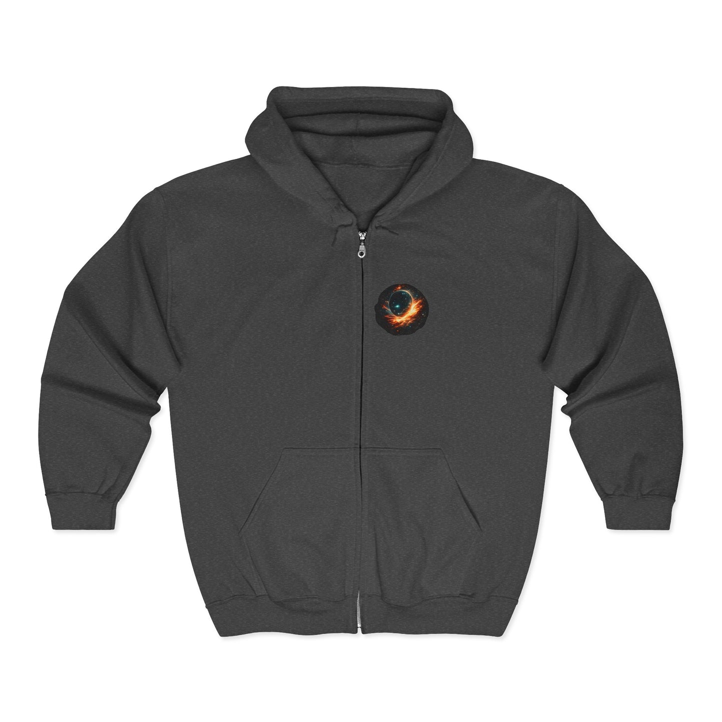 Infinite Within Black Zip Hoodie — Cosmic Eye Graphic Zip-Up