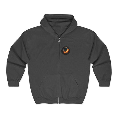 Infinite Within Black Zip Hoodie — Cosmic Eye Graphic Zip-Up