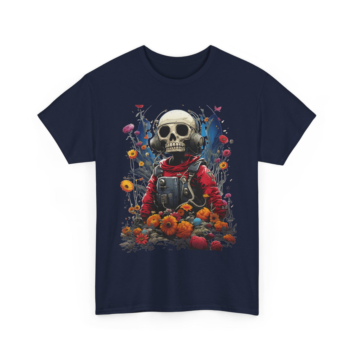 Floral Skull Astronaut Graphic T-Shirt - product view