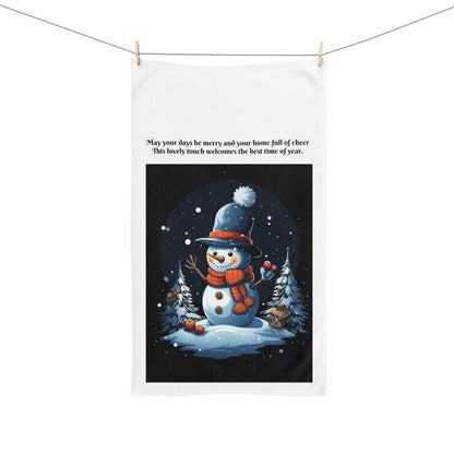Festive Snowman Hand Towel | Cute Holiday Towel, Winter Decor, Kitchen Towel, Christmas Gift, Snowman Decor