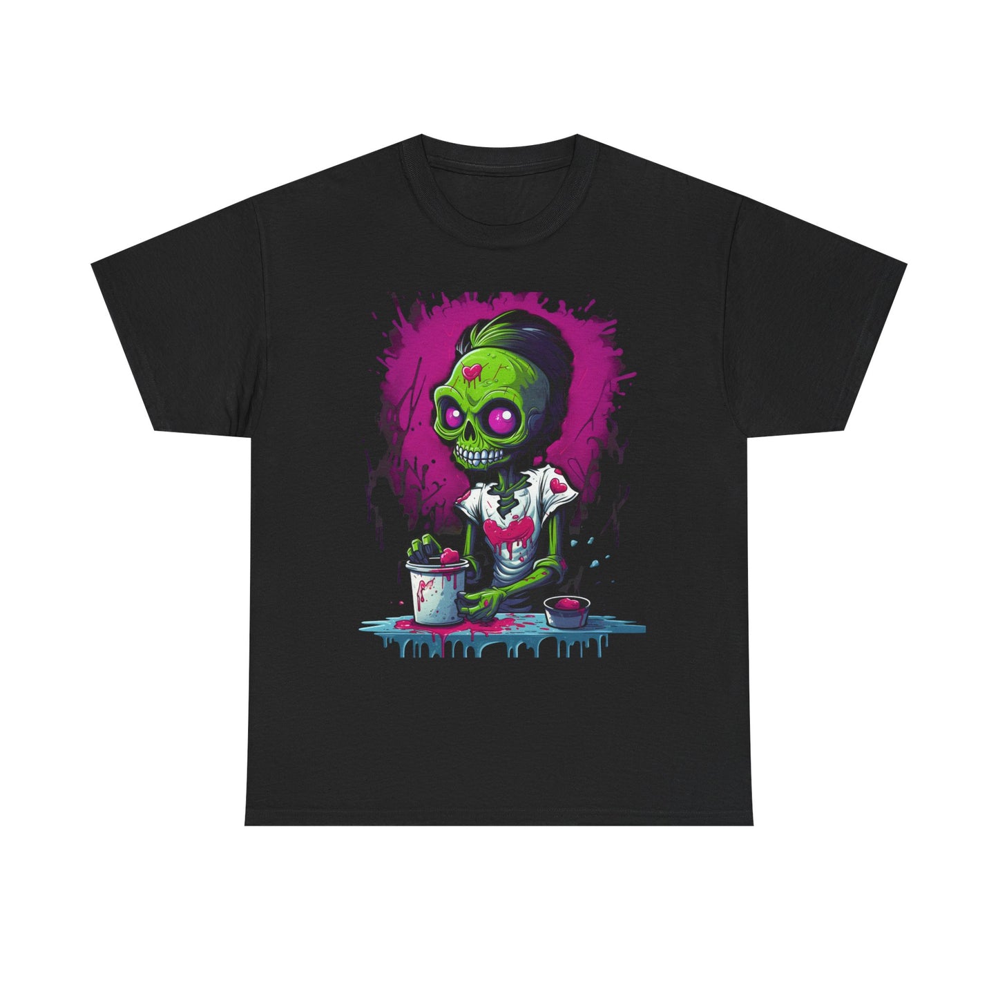 Zombie Chef T-Shirt — Neon Green Skull Cooking Graphic Tee