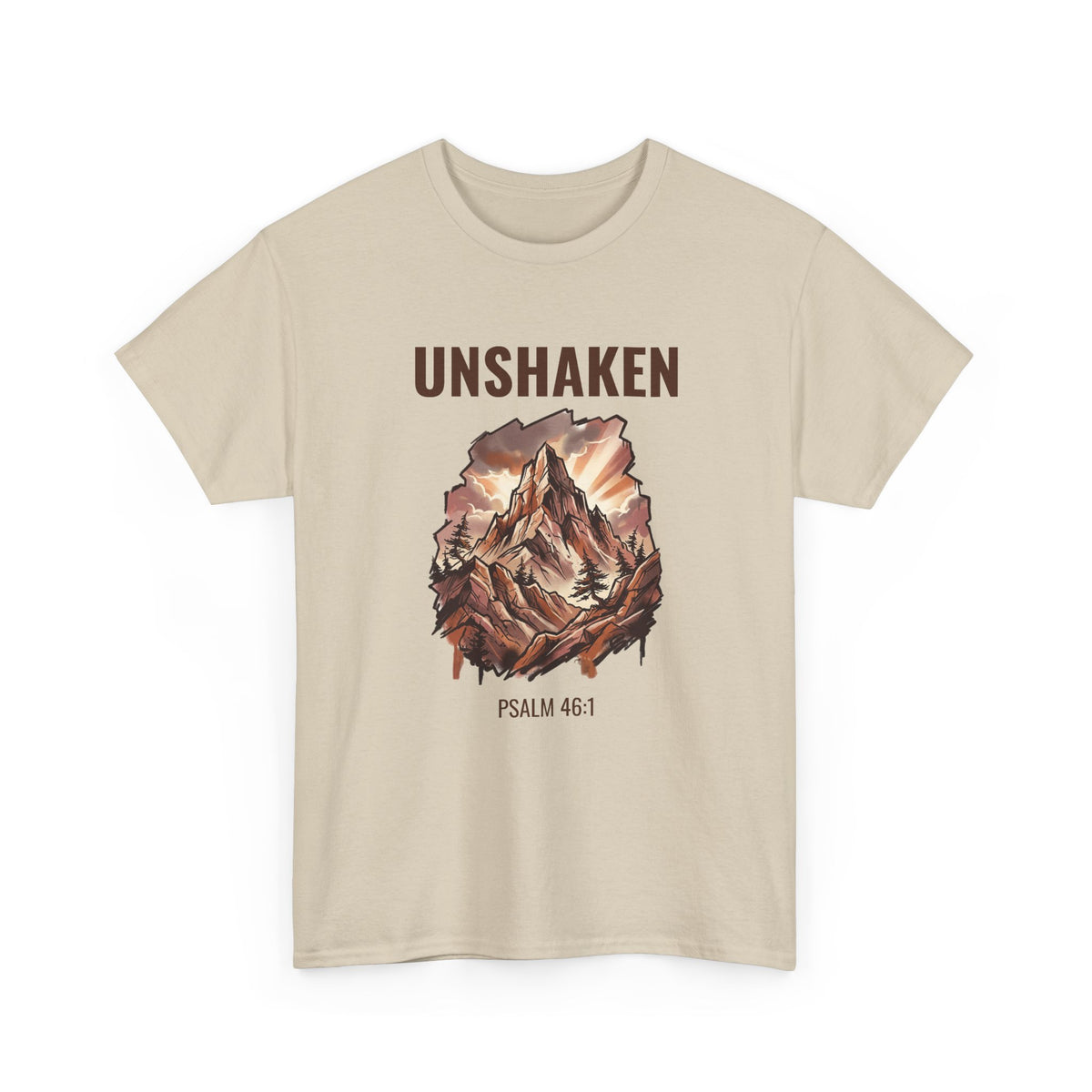 Unshaken Graffiti Mountain Faith T-Shirt – Psalm 46:1