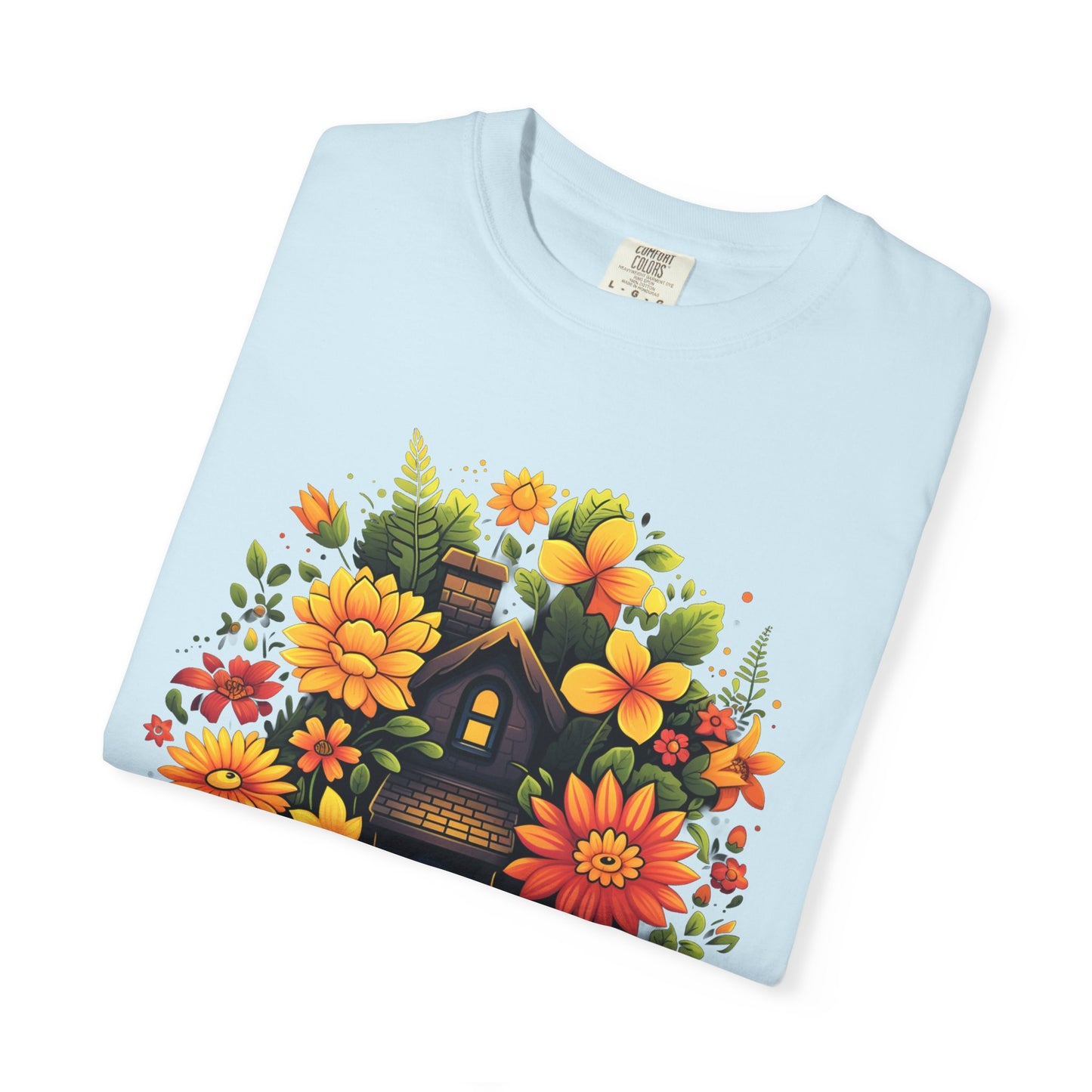 Sunlit Cottage Floral T‑Shirt — Cozy Autumn Garden Illustration