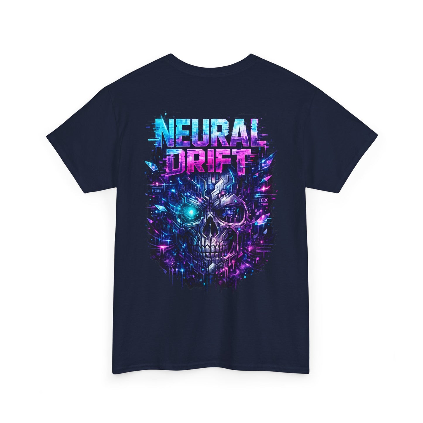 Neural Drift Cyberpunk T-Shirt | Futuristic AI Skull Sci-Fi Graphic Tee, Neon Streetwear Shirt