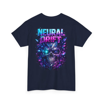Neural Drift Cyberpunk T-Shirt | Futuristic AI Skull Sci-Fi Graphic Tee, Neon Streetwear Shirt