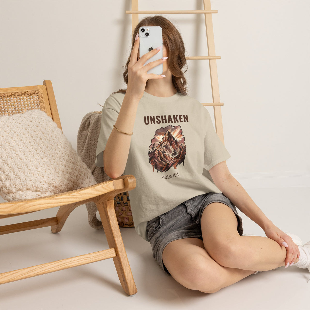 Unshaken Graffiti Mountain Faith T-Shirt – Psalm 46:1