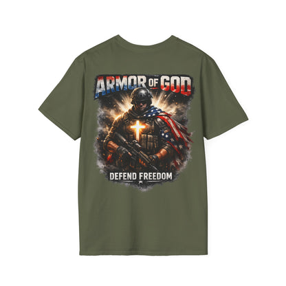 Armor of God Christian T-Shirt | Defend Freedom Faith Graphic Tee | Under His Protection Bible Shirt