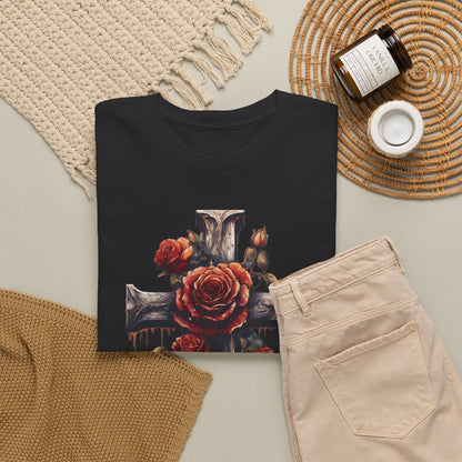 Rose Cross T-Shirt – Red Roses Christian Graphic Tee