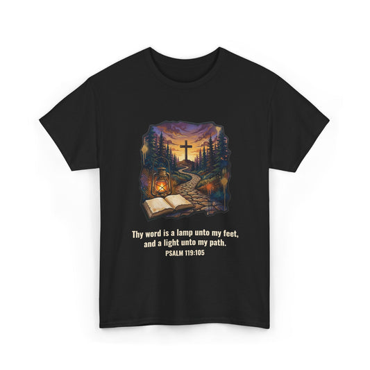 Lantern & Bible Graffiti Christian T-Shirt – Psalm 119:105