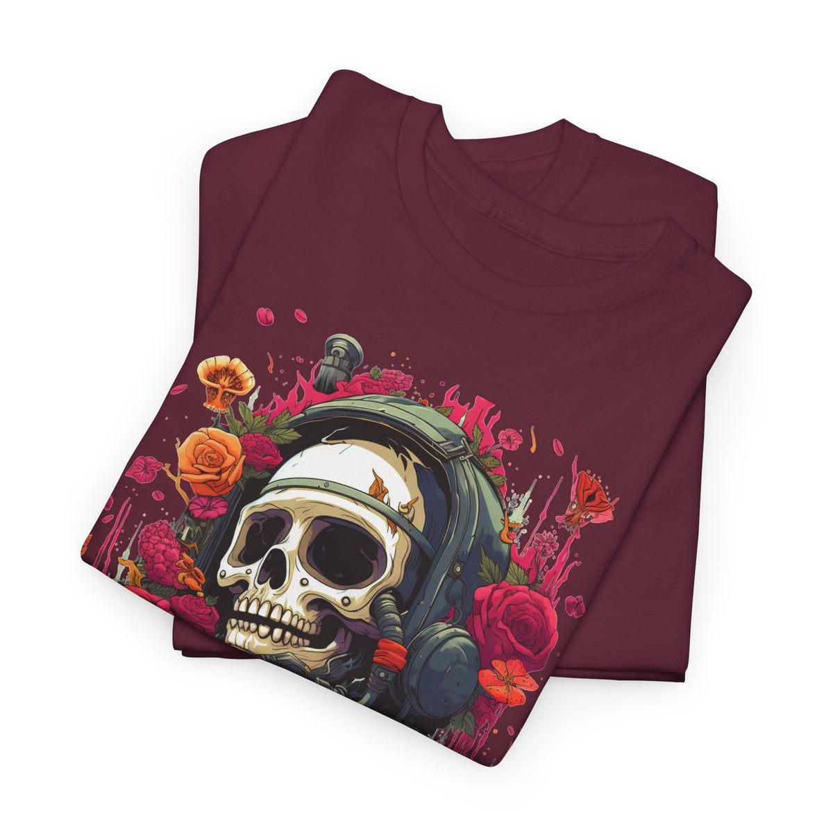 Floral Astronaut Skull Graphic T-Shirt - product view