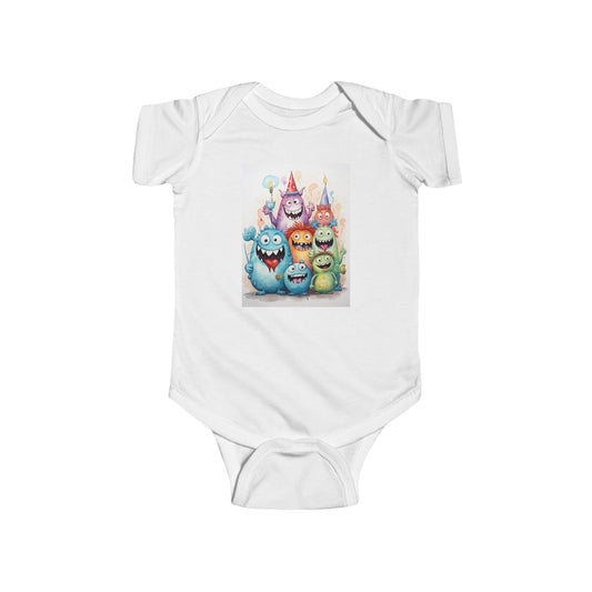 Baby Bodysuit – Colorful Party Monster Characters Infant Onesie