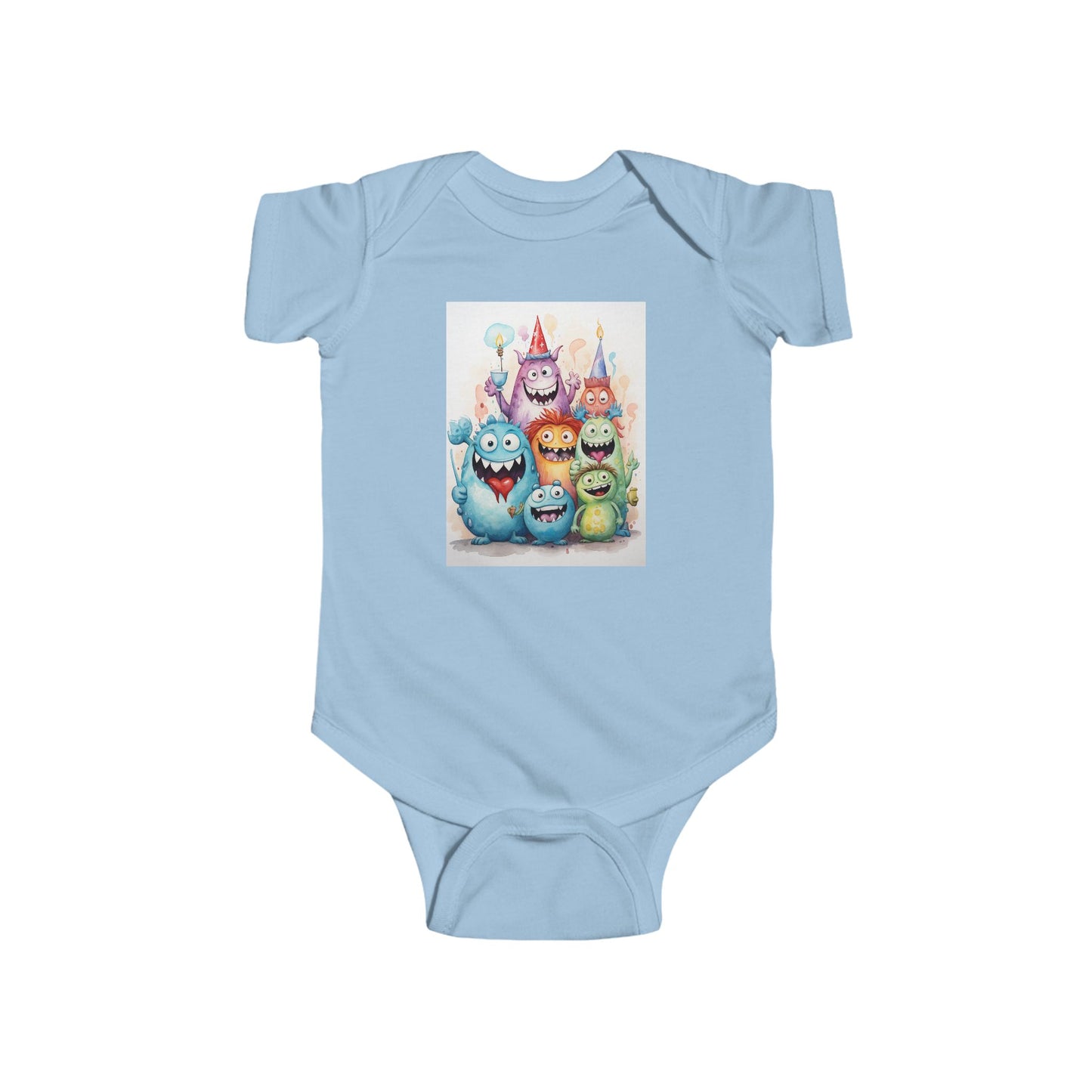 Baby Bodysuit – Colorful Party Monster Characters Infant Onesie