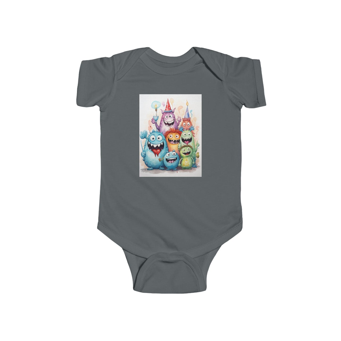 Baby Bodysuit – Colorful Party Monster Characters Infant Onesie