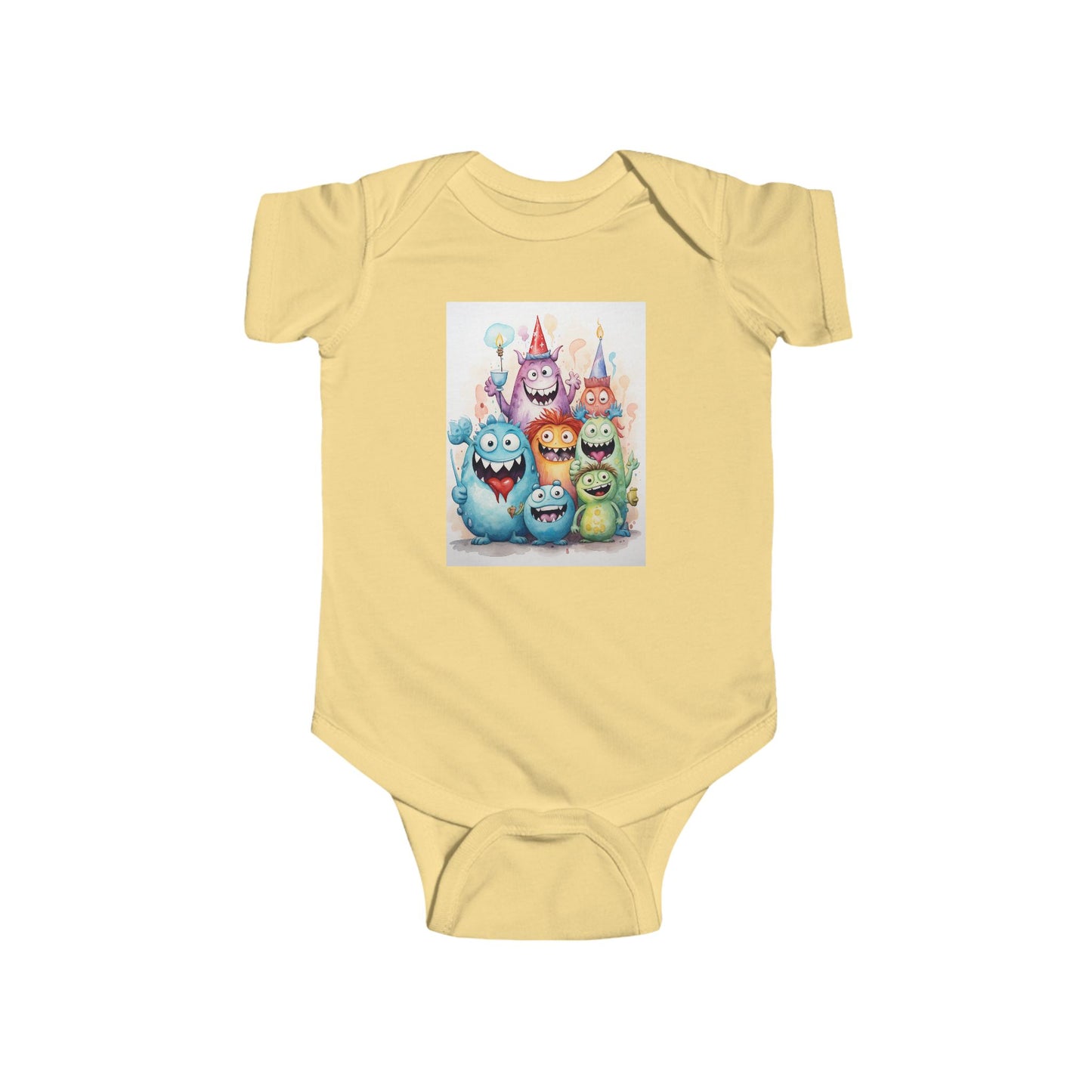 Baby Bodysuit – Colorful Party Monster Characters Infant Onesie